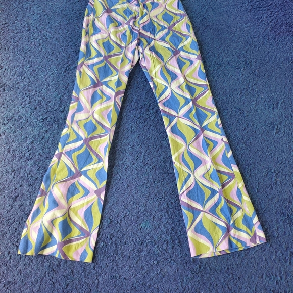 Zara Multicolor Linen Geometric Wide Leg Pants - Picture 9 of 10